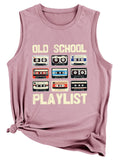 Ladies Retro Music Cassette Tape Graphic Tank Top T-shirts