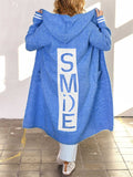 Women's "Smile" Print Loose Fit Sweater with Hood