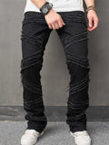 Stylish Ripped Raw Trim Stretchy Jeans for Men