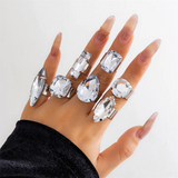 Ladies Exaggerated Sparkling Big Rhinestone Party Rings