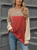 Candy Color Striped Texture Autumn Long Sleeve Shirt for Women