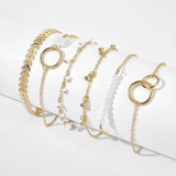 Flower Leaf Circle Fishbone Chain 6pcs/Set Bracelets