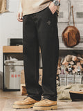 Wavy Line Embroidery Wear Resistant Straight-Leg Trousers for Men