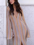 Holiday Deep V Neck Front Split Knitted Dress for Women