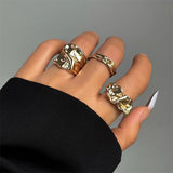 Women's 3Pcs/Set Trendy Irregular Metal Rings