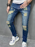 Men's Street Trendy Motorcycle Ripped Skinny Jeans