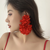 Ladies Solid Color Wedding Exaggerated Petal Earrings