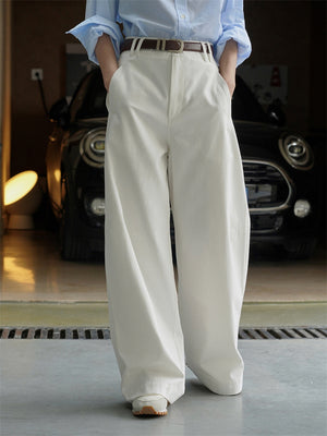 Women's Simple Fashionable High-rise White Trousers