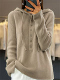 Leisure Solid Color Hooded Sweater for Ladies