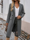 Ladies Autumn Elegant Lapel Flap Pocket Woollen Coat