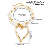 Women's Hollow Out Love Heart Round Beads Necklace