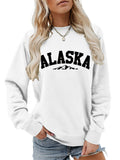 Women's Simple Alaska Range Print Crew Neck Hoodies