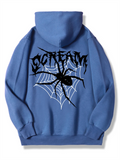 Female Screaming Spider Web Printed Oversized Hoodies