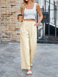 Candy Color Elastic Waist Straight-Leg Casual Pants for Women