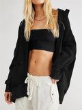 Women's Casual Oversized Patch Pocket Zipper Hoodies