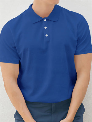 Men's Simple Solid Color Short Sleeve Polo Shirt