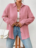 Women's Holiday Candy Color Lapel Button Up Blouses