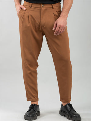 Men's Casual Solid Color Pleated Suit Pants