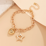 Ladies Hollow Star Heart Charm Metallic Bracelets