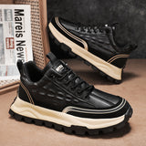 Crocodile Print Leather Platform Sneakers for Men