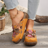 Handmade Flowers Butterfly Print Wedge Heel Beach Sandals for Women