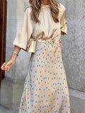 Ladies Elegant Polka Dot & Circular Print Flowy Skirts