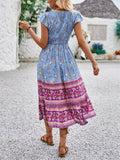 Bohemian Style Women's Flower Print V-Neck Dress