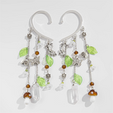 Forest Element Flower Leaf Mushroom Pendant Clip Earring for Women