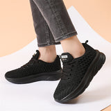 White & Black Classic Breathable Knitted Sports Shoes for Women