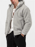 Men's Anti-Theft Zipper Pocket Patchwork Plush Lining Hooded Coat