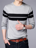 Long Sleeve Striped O-Neck Sweater for Male