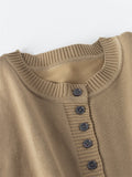 Ladies Stylish Round Neck Button Up Knitting Sweaters