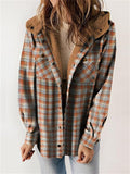 Women's Winter Checked Hooded Thermal Coat with Plush Lined