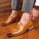 Men's Vintage Glossy Pointed Toe Tassel Dress Shoes