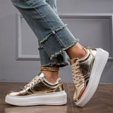 Female Durable Metallic Platform Lace-Up Shoes