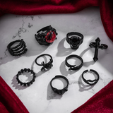 9pcs/Set Spider Devil Eye Skull Cross Halloween Rings