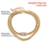 Women's 2Pcs/Set Hip Hop Gold & Silver Metal Chain Chunky Necklaces