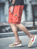 Letter Patch Streetwear Knee Length Cargo Shorts for Men