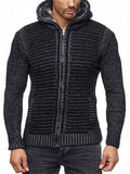 Men's Cool Zip Up Hooded Knitted Sweater for Winter