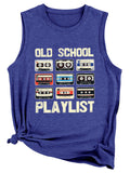 Ladies Retro Music Cassette Tape Graphic Tank Top T-shirts