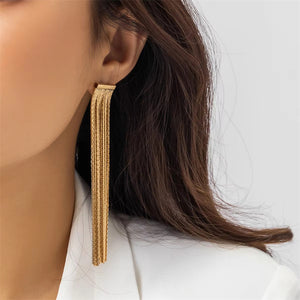 Metal Chain Tassel Simple Elegant Earrings for Lady