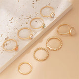 8Pcs/Set Elegant Round Crystal Rings for Lady