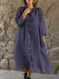 Women's Super Soft Cotton Linen Extra Loose Button Dress