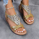 Women's Side Cutout Strap Rhinestone Sequin Sandals