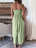 Women's Casual Solid Color Strappy Bustier Jumpsuits