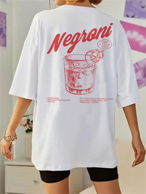 Women's Negroni Cocktail Drinking Letter Print T-shirts