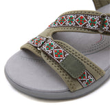 Side Cutout Ethnic Pattern Flat Sandals for Women