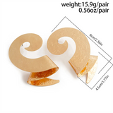 Female Irregular Curved Wave Shaped Pierced Earrings