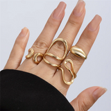 4pcs/Set Irregular C-Shaped Open Rings for Women