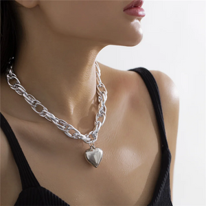 Link Chain Heart Pendant Necklaces for Ladies